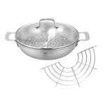 Chảo lẩu Inox 304 đáy liền Elo Premium Multiwok 28cm tặng Vỉ hấp, chiên hàng Đức