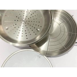 Chảo lẩu Inox 304 đáy liền Elo Premium Multiwok 28cm tặng Vỉ hấp, chiên hàng Đức