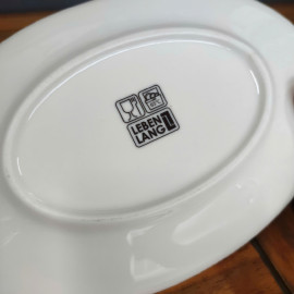 Đĩa sứ oval cao cấp trắng trơn Lebenlang WB08 size 12.5 x 20.5cm