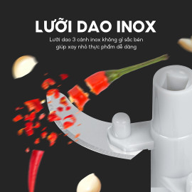 Dụng cụ xay tỏi ớt, thực phẩm Lebenlang LBL3939 450ml, lưỡi thép, dây rút tiện lợi