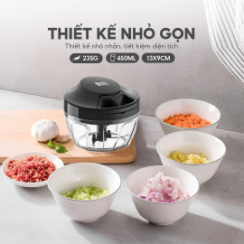 Dụng cụ xay tỏi ớt, thực phẩm Lebenlang LBL3939 450ml, lưỡi thép, dây rút tiện lợi