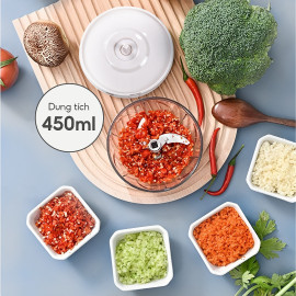 Dụng cụ xay tỏi ớt Lebenlang LBL3777 170ml, lưỡi thép 3 cánh, dây rút tiện lợi
