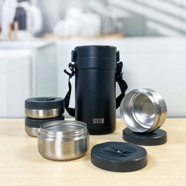 Hộp cơm giữ nhiệt 4 ngăn inox 304 Lebenlang Đức LBT856, dung tích 2.2L kèm đũa