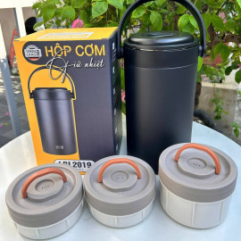 Hộp cơm giữ nhiệt 3 tầng Inox 304 Lebenlang LBL2019 dung tích 2.4L