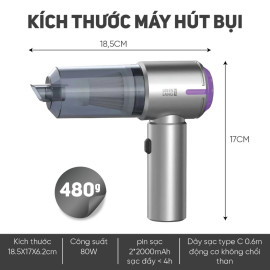 Máy hút bụi cầm tay không dây Lebenlang LBL1663, tích hợp hút & thổi 2 trong 1