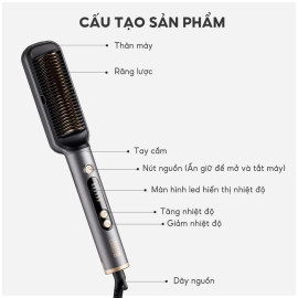 Lược điện chải tóc Lebenlang LBL3055 inon âm chống xơ rối, kèm gương
