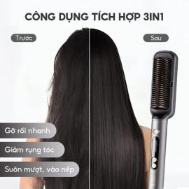 Lược điện chải tóc Lebenlang LBL3055 inon âm chống xơ rối, kèm gương