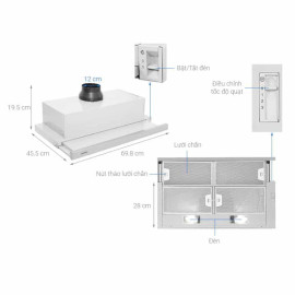 Máy hút mùi âm tủ Hafele HH-S70A (533.89.031) nhập khẩu Đức