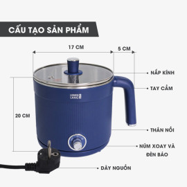 Nồi lẩu điện mini đa năng Lebenlang LBL0606 dung tích 1.5L công suất 600W