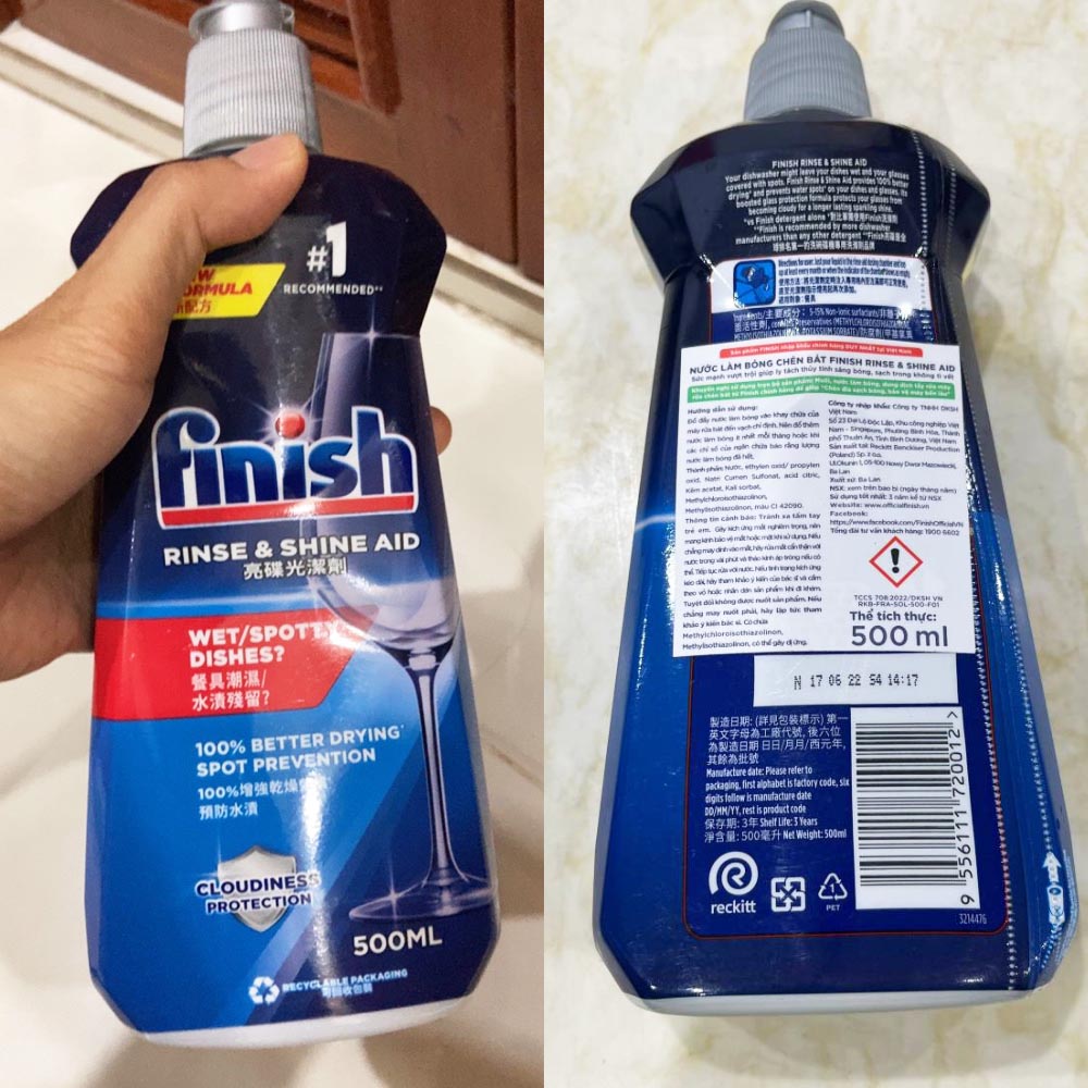 Chai nước làm bóng chén bát Finish Rinse & Shine Aid 500ml nhập khẩu Ba ...