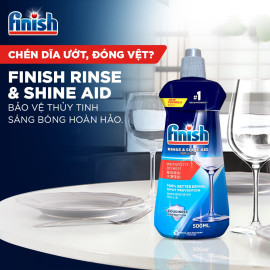 Chai nước làm bóng chén bát Finish Rinse & Shine Aid 500ml nhập khẩu Ba Lan