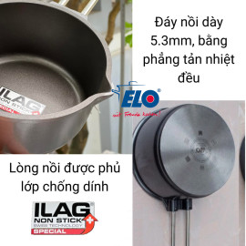 Quánh bột chống dính Elo Premium New Solution 16cm vung kính đáy từ hàng Đức