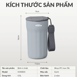 Cốc ủ nhiệt có phin lọc inox 316 Ongi Haatz HON500 dung tích 500ml