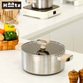 Bộ 3 nồi inox 316 đúc liền 7 lớp chống dính Titanium Aura Haatz 18/20/24cm