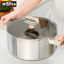 Bộ 3 nồi inox 316 đúc liền 7 lớp chống dính Titanium Aura Haatz 18/20/24cm