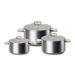 Bộ 3 nồi inox 316 đúc liền 7 lớp chống dính Titanium Aura Haatz 18/20/24cm