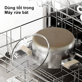 Bộ 3 nồi inox 316 đúc liền 7 lớp chống dính Titanium Aura Haatz 18/20/24cm
