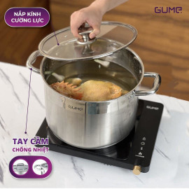 Bộ 3 nồi Inox 304 đáy 5 lớp Gume Hàn Quốc GMP19 size 18,20,28cm bảo hành 5 năm