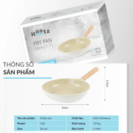 Chảo chống dính phủ gốm Haatz Hàn Quốc size 24cm đáy từ