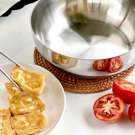 Chảo inox 316 đúc liền khối sâu lòng Haatz Hàn Quốc 24cm