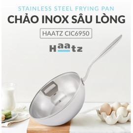 Chảo inox 316 đúc liền khối sâu lòng Haatz Hàn Quốc 24cm