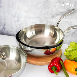 Chảo inox 316 đúc liền khối sâu lòng Haatz Hàn Quốc 24cm