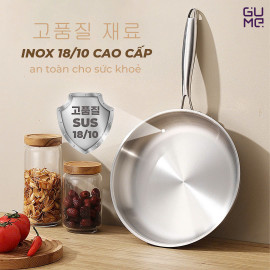 Chảo Inox 18/10 nguyên khối 5 lớp Gume Hàn Quốc size 20cm