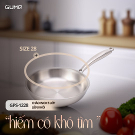 Chảo Inox 5 Lớp liền khối Gume Hàn Quốc GPS-1228 size 28cm