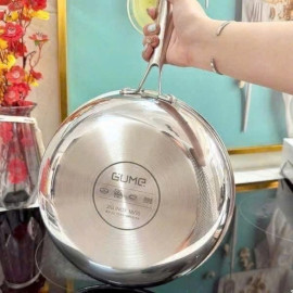 Chảo inox 18/10 chống dính Blackcube Gume Korea GM1324N size 24cm vung kính