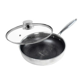 Chảo inox 18/10 chống dính Blackcube Gume Korea GM1324N size 24cm vung kính