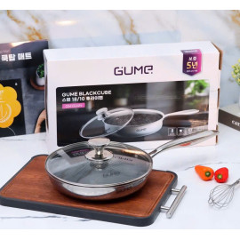 Chảo inox 18/10 chống dính Blackcube Gume Korea GM1324N size 24cm vung kính