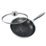 Chảo inox 18/10 chống dính Blackcube Gume Korea GM1324N size 24cm vung kính