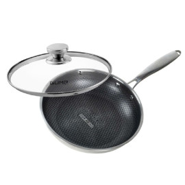 Chảo inox 18/10 chống dính Blackcube Gume Korea GM1324N size 24cm vung kính
