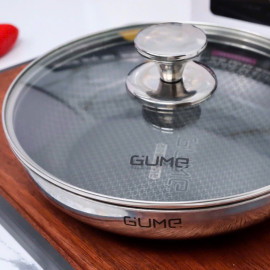 Chảo inox 18/10 chống dính Blackcube Gume Korea GM1328N size 28cm vung kính
