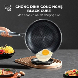 Chảo inox 18/10 chống dính Blackcube Gume Korea GM1328N size 28cm vung kính
