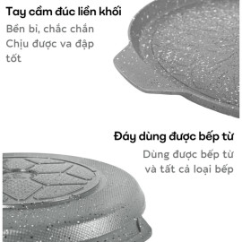 Chảo nướng chống dính 6 lớp vân đá BBQ Hàn Quốc NEOF 28cm đáy từ