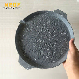 Chảo nướng chống dính 6 lớp vân đá BBQ Hàn Quốc NEOF 28cm đáy từ