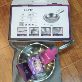 Chảo sâu lòng Inox 304 đúc liền khối 5 lớp GUME Hàn Quốc 28cm, bảo hành 5 năm