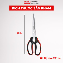 Kéo cắt thục phẩm, cắt thịt lưỡi thép cán màu GGOMI Hàn Quốc GG173