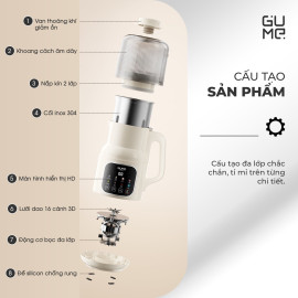 Máy làm sữa hạt Gume Mini Pro Ultra MSB03 cách âm đa lớp 1.2L chuẩn Hàn