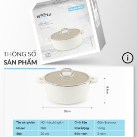 Nồi chống dính phủ gốm Haatz Hàn Quốc dung tích 2.2L size 20cm
