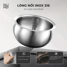Nồi cơm điện tử ruột inox 316 Gume Hàn Quốc RC1430 tặng kèm ruột phủ sứ