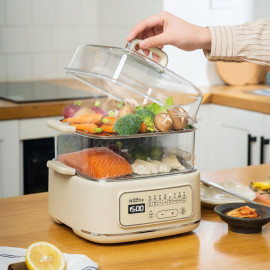 Nồi hấp điện đa năng 3 tầng Haatz CIM371 dung tích 10L công suất 1000W (vỉ inox)