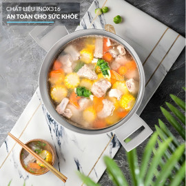 Nồi inox 316 đúc nguyên khối Haatz Hàn Quốc size 22cm, bảo hành 5 năm