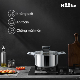 Nồi inox 316 đúc nguyên khối Haatz Hàn Quốc size 22cm, bảo hành 5 năm
