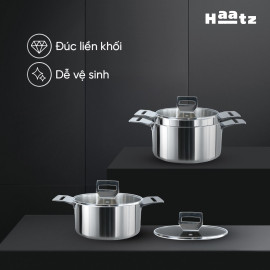 Nồi inox 316 đúc nguyên khối Haatz Hàn Quốc size 22cm, bảo hành 5 năm