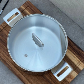 Nồi inox 316 đúc nguyên khối Haatz Hàn Quốc size 22cm, bảo hành 5 năm