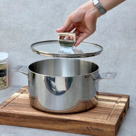 Nồi inox 316 đúc nguyên khối Haatz Hàn Quốc size 22cm, bảo hành 5 năm