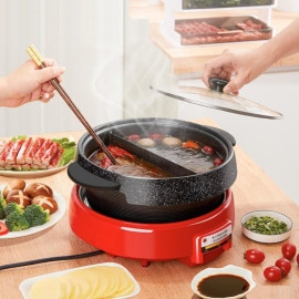 Nồi lẩu 2 ngăn kèm khay nướng điện Well Cook Hàn Quốc TC-N9200G - Made in Korea