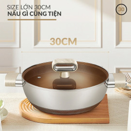 Nồi lẩu Inox 316 đúc liền 7 lớp chống dính Haatz Titanium Aura 30cm